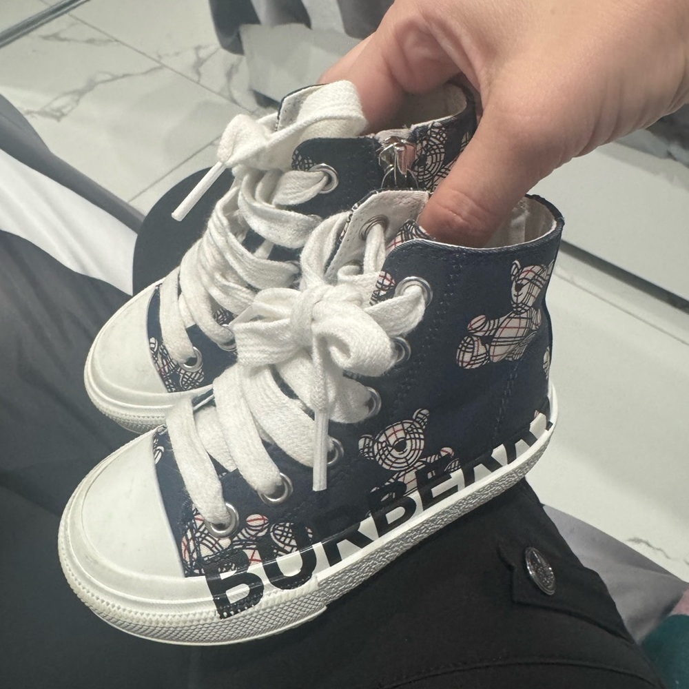 Burberry Kids High-Top Sneakers - Navy and White